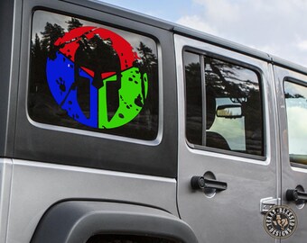 Trifecta Spartan Helmet Blood Splatter Tri Color Vinyl Decal - Etsy
