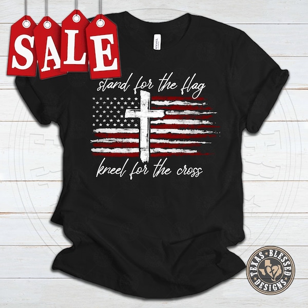 I Stand For The Flag And Kneel For The Cross Tee - Made In America Store - Foto 6
