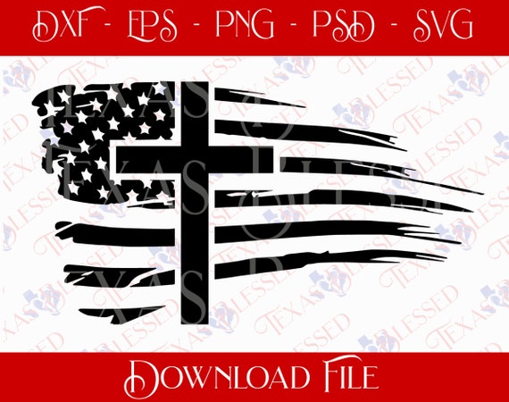 Download Svg American Flag With Cross Digital File For Cricut Etsy