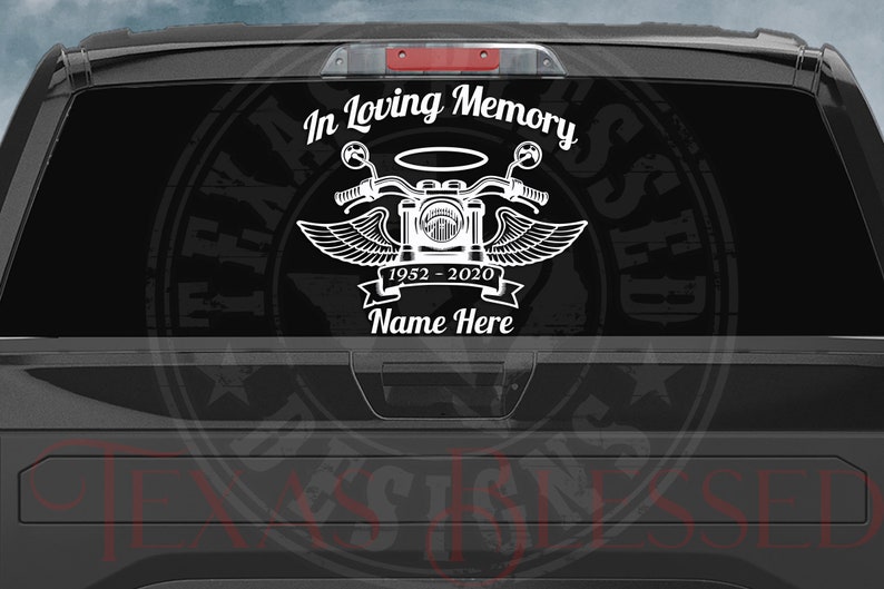 In Loving Memory Motorcycle Angel Wings Halo Biker Memorial Etsy