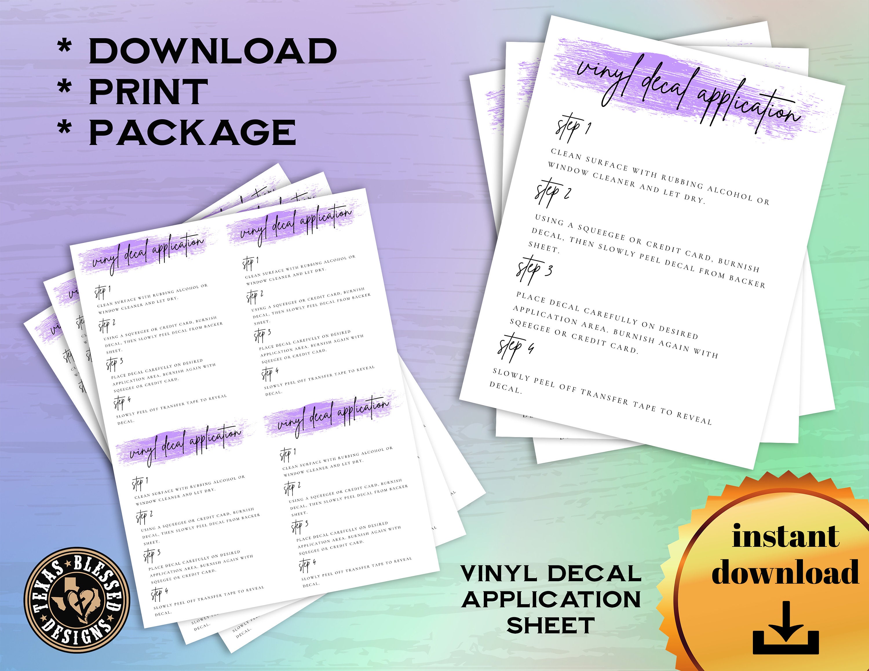 Printable Vinyl Decal Application Sheet DIY Sellers Package Etsy UK