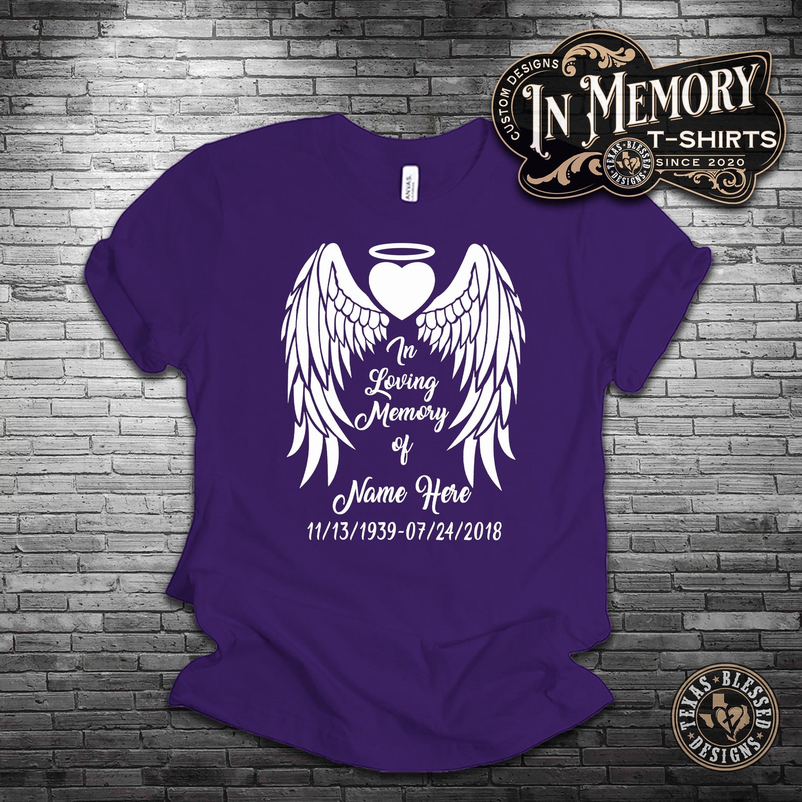 In Loving Memory Angel Wings T-shirt Memorial T-shirt - Etsy