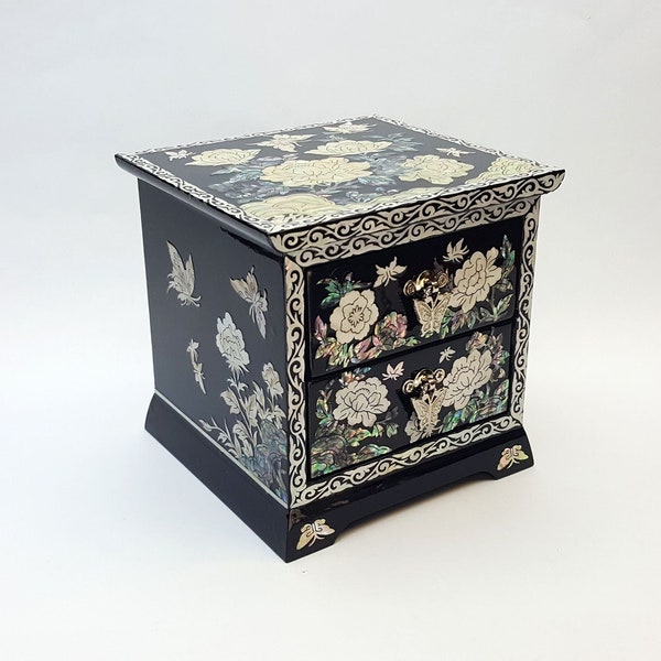 Najeon Chilgi 2 Drawer Jewel Box Traditional Korean Mother of Pearl