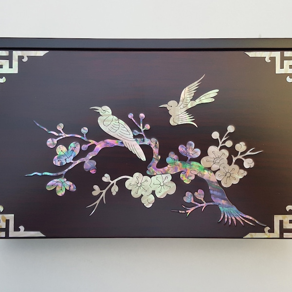 Plum Flowers Traditional Korean  Mother-of-pearl Inlay Memo Box