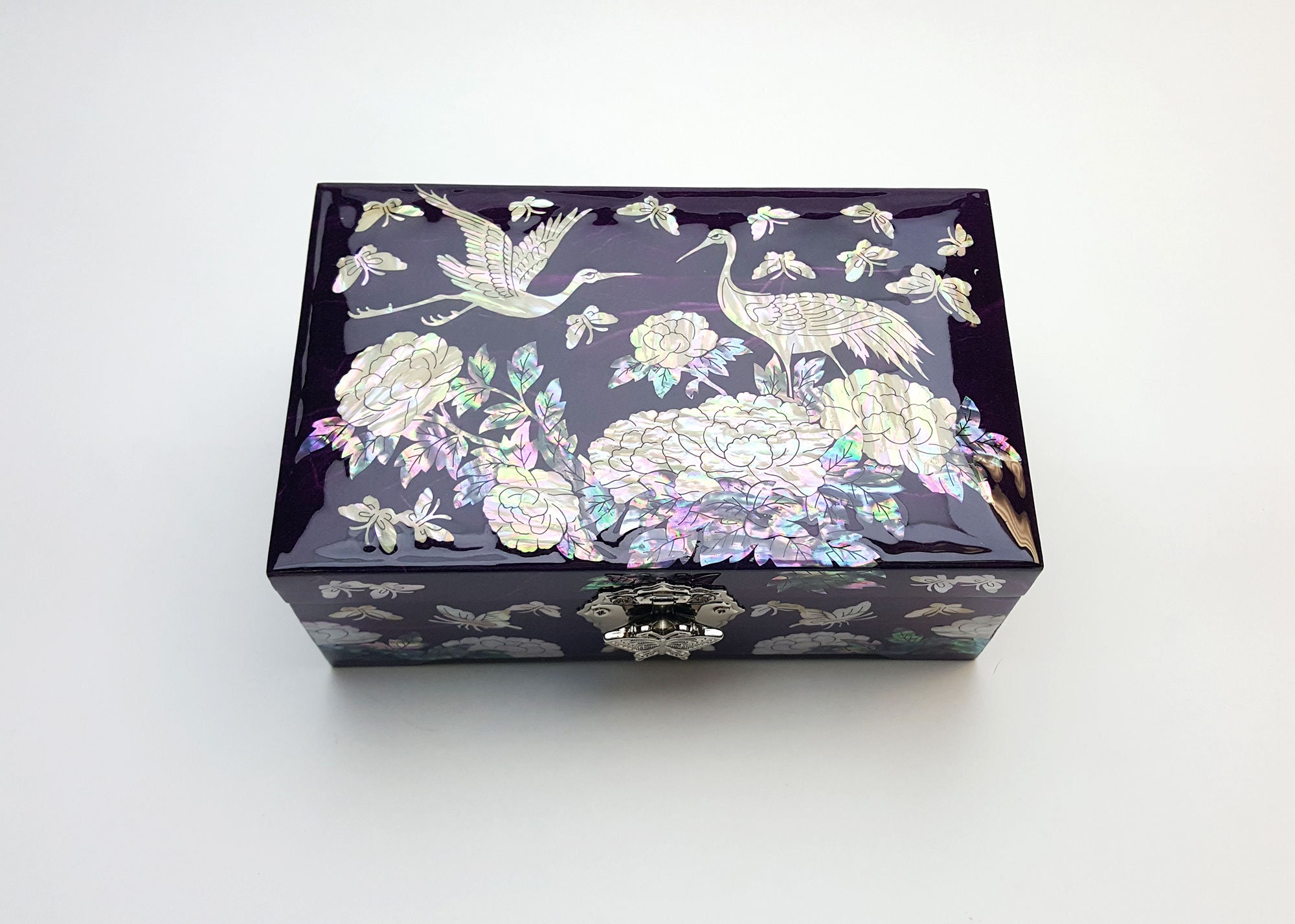 Traditional Korean Purple Najeon Chilgi Jewelry Box With