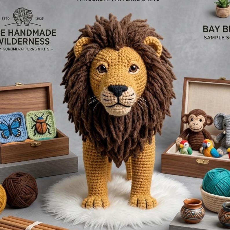 Realistic Lion Amigurumi Crochet Pattern | Standing Lion Plush PDF. - Etsy