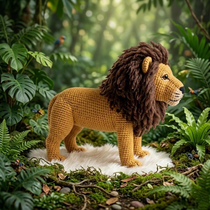 Realistic Lion Amigurumi Crochet Pattern | Standing Lion Plush PDF. - Etsy