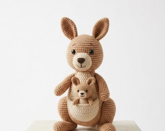Schema per realizzare all'uncinetto il cucciolo di canguro, tutorial Amigurumi in PDF (download digitale)