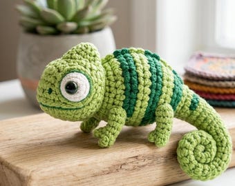 Chamäleon Häkelanleitung PDF | Gestreifte Amigurumi Eidechse Tutorial | Digitaler Download |