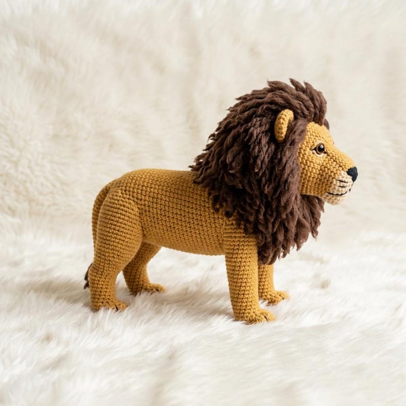 Realistic Lion Amigurumi Crochet Pattern | Standing Lion Plush PDF. - Etsy