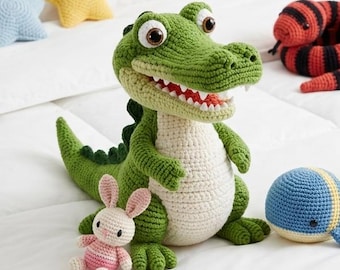 Patrón de cocodrilo a crochet, juguete de amigurumi de cocodrilo, PDF apto para principiantes (descarga digital)