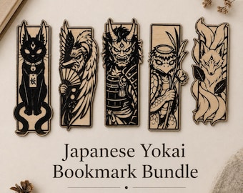 Japanese Yokai Bookmark Bundle | Laser Cut Files (svg, dxf, ai, png)