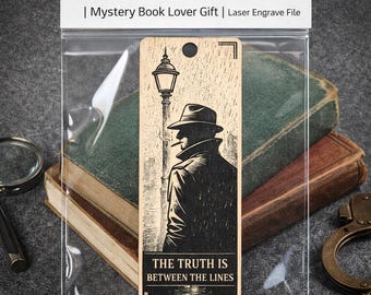 Noir Detective Bookmark SVG | Mystery Book Lover Gift | Laser Engrave File