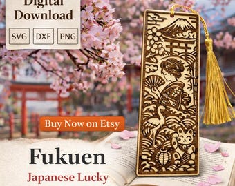 Fukuen – Japanese Lucky Charm Bookmark SVG | Laser Cut File