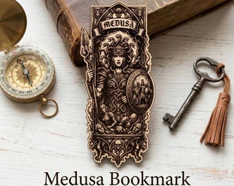 Medusa Bookmark SVG DXF Ai PNG Lightburn  Laser Cut File Greek Mythology Gothic Design