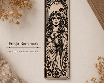 Freyja Bookmark SVG | Norse Goddess Laser Engraving Design | Fantasy Woman DXF PNG Ai LightBurn