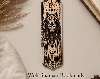 Wolf Shaman Bookmark SVG | Spirit Animal Tribal Laser Cut File DXF PNG Ai LightBurn