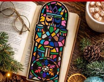 Stained Glass Nutcracker Bookmark Design | Laser Cut Files (SVG DXF PNG Ai LightBurn)