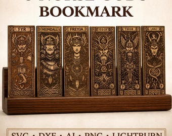 6 Norse Gods Bookmark Bundle SVG, Viking Mythology Laser Engraving Files