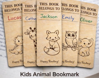 Kids Animal Bookmark SVG Bundle | Laser Cut Wood Files (svg, dxf, ai, png, lightburn)