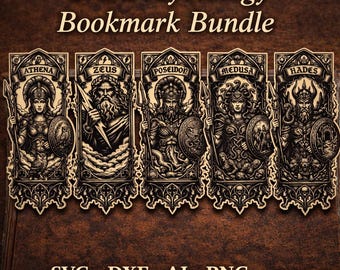 Greek Mythology Bookmark Bundle: Zeus, Athena, Poseidon, Hades, Medusa (Digital Download)