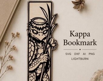 Kappa Bookmark SVG DXF Ai PNG LightBurn | Japanese River Spirit Laser Cut Bookmark File