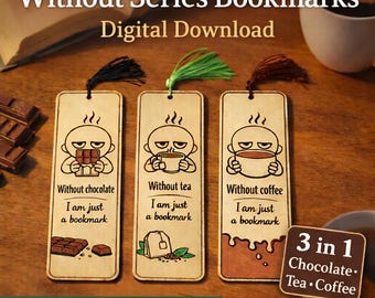 Without Series Bookmarks SVG Bundle – Chocolate Tea Coffee (3 pcs)