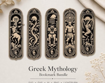 Greek Mythology Bookmark Bundle: Centaur, Minotaur, Hydra, Cerberus, Harpy (svg, dxf, ai, png, LightBurn)