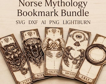 Norse Mythology Bookmark Bundle – Viking Laser Engraving Files (5 Designs)
