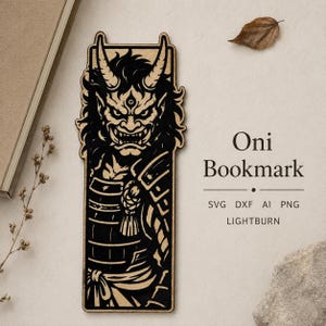 Oni Bookmark Laser Cut File | Japanese Demon Warrior SVG DXF (LightBurn)