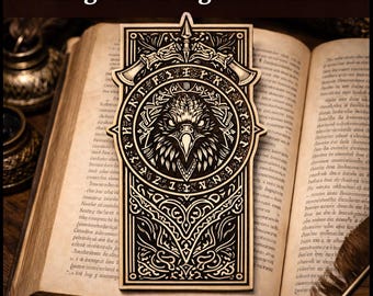Viking Raven Sigil Lesezeichen SVG | Nordische Rune Lasergravurdatei (Digitaler Download)