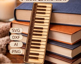 Minimal Piano Bookmark SVG | Laser Cut Music Lover Gift (Digital Download)