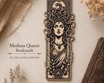 Medusa Queen Bookmark SVG | Gothic Mythology Laser Engraving File (Digital Download)