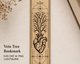 Vein Tree Bookmark SVG, DXF, AI, Png, Lightburn Anatomical Gothic Laser Cut Design