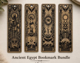 Ancient Egypt Bookmark Bundle 4 Designs SVG DXF Ai PNG LightBurn Laser Files