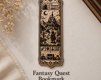 Fantasy Quest Bookmark SVG DXF Ai Lightburn, Retro Adventure Laser Cut File
