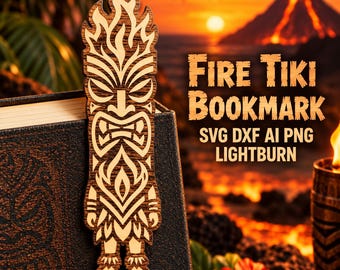 Fire Tiki Bookmark SVG DXF Ai PNG | Tribal Mask Laser Cut File
