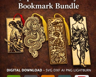 Japanese Fantasy Bookmark Bundle (SvG DXF AI PNG)