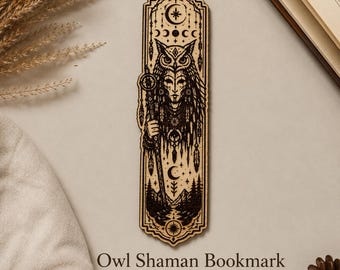 Owl Shaman Bookmark SVG | Mystic Spirit Animal Laser Engraving File DXF PNG Ai Lightburn