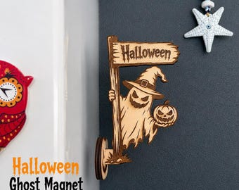 Halloween Ghost Magnet SVG | 3mm Wood Laser Cut File | Spooky Pumpkin Design (Digital Download)