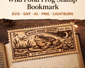 Wild Pond Frog Stamp Bookmark SVG – Laser Cut Wood File