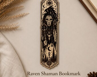 Shaman Raven Bookmark SVG | Tribal Spirit Animal Laser Engraving File DXF PNG Ai LightBurn
