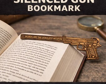 Silenced Gun Bookmark SVG | Detective Reading Bookmark | Laser Cut File