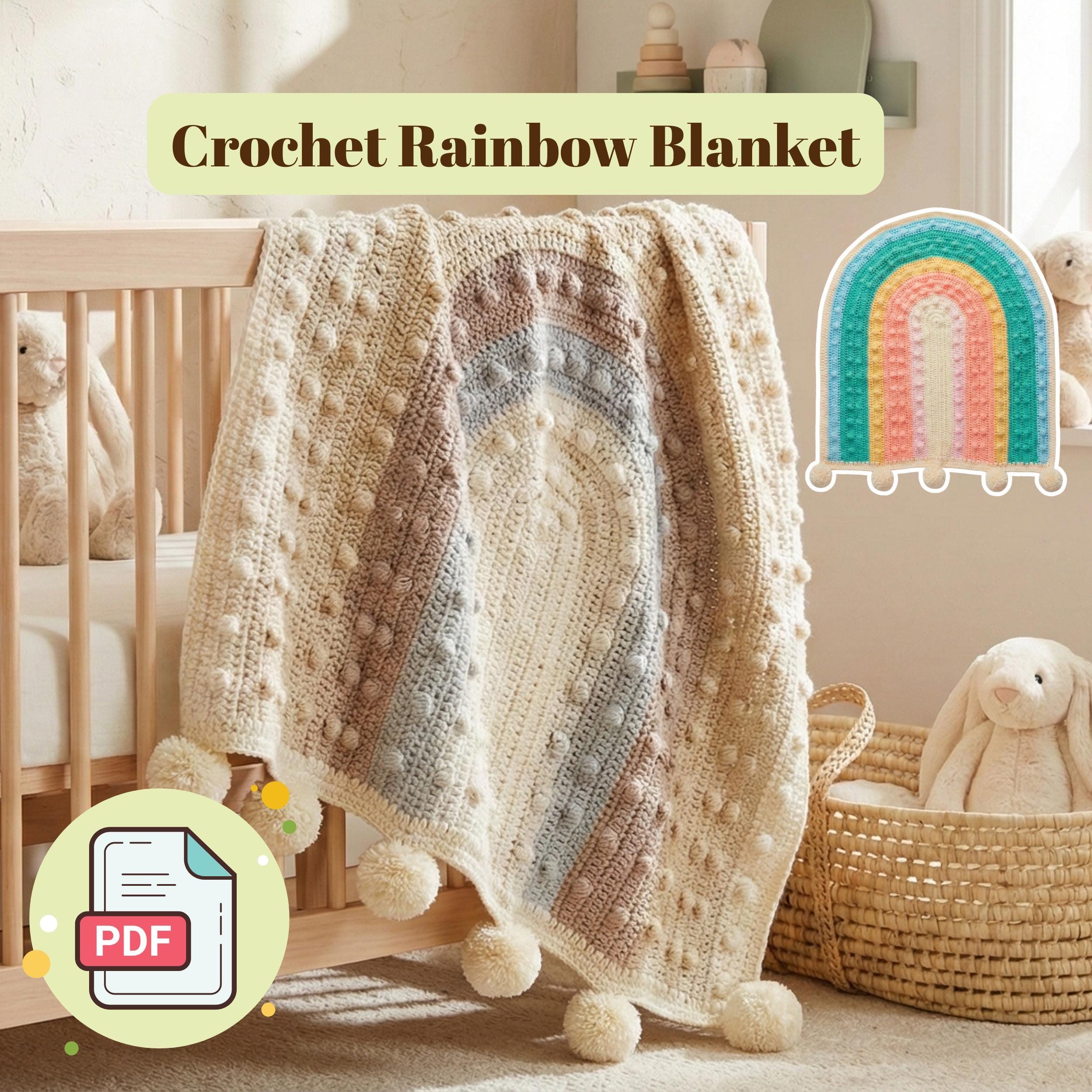 40 Rainbow Crochet Patterns to Brighten Home Decor, Gifts, and Everyday Accessories 4 Rainbow Bobble Baby Blanket