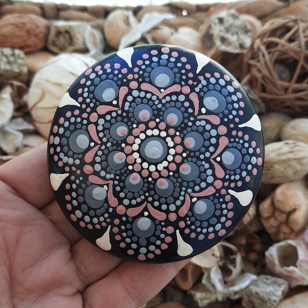 Hand Painted OOAK Dot Art Mandala Stone - Painted Stone Art - Meditation Stone - Mandala Rocks - Stone Painting - Rock Art