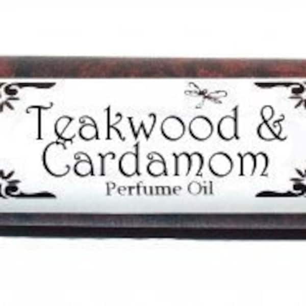 TEAKWOOD & CARDAMOM  - Roll on Premium Perfume Oil - teakwood cardamom cinnamon clove cedar amber