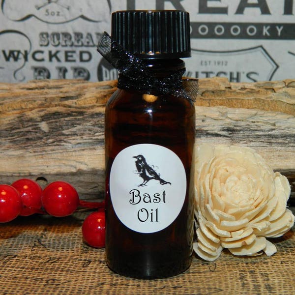 BAST OIL  .5 (1/2 oz)   Can be used to anoint candles, or mixed with casting herbs. The Egyptian cat goddess. The Goddess of protection.