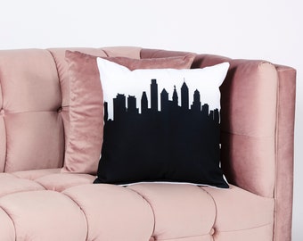 Philadelphia PA Skyline Large Throw Pillow | Homesick Gift | Moving Gift | Airbnb Decor | Realtor Client Gift | Philadelphia Gifts