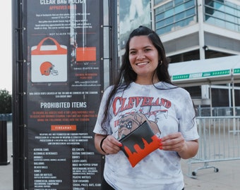 Cleveland OH Skyline Game Day Wristlet - Stadium Approved | Sports Lover Gift | Stadium Bag | Cleveland Browns, Guardians, Cavs