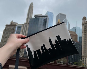 Chicago IL Skyline Wristlet Clutch Purse | Birthday Gift | Going Away Gift | Gifts for Her | Bridesmaid Gift | Chicago Gifts